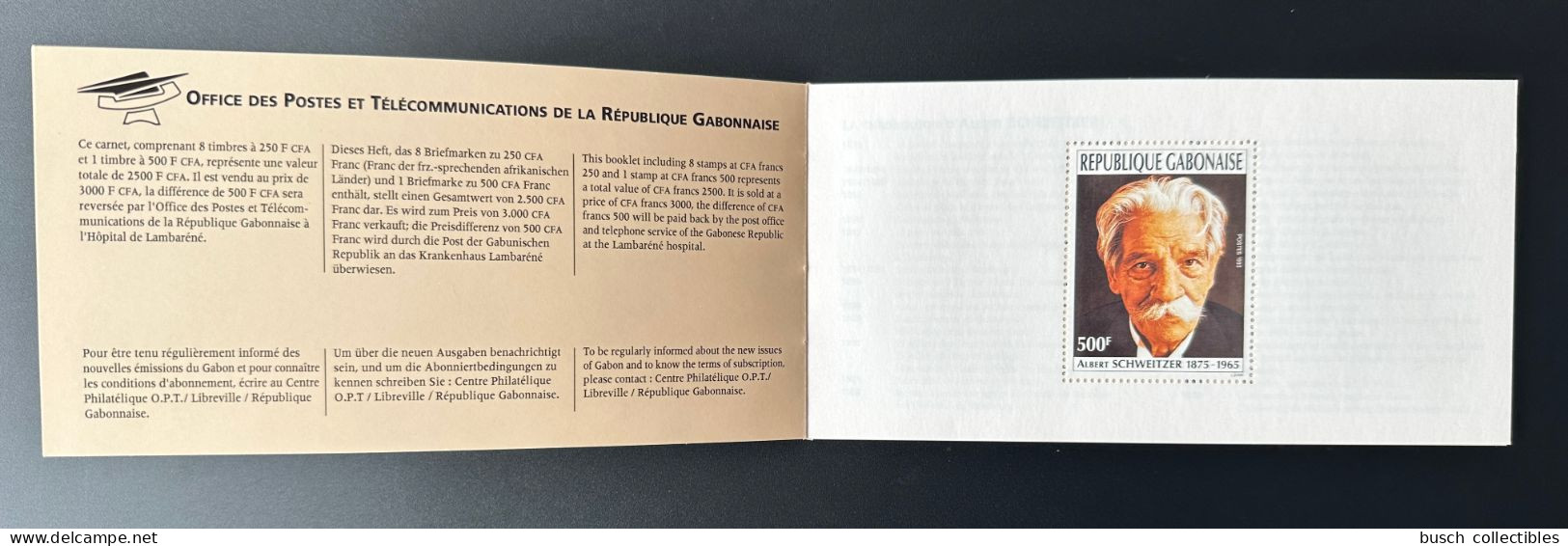 Gabon Gabun 1993 Mi. 1147 - 1149 Carnet MH Albert Schweitzer Lambarene Booklet MNH** - Gabun (1960-...)