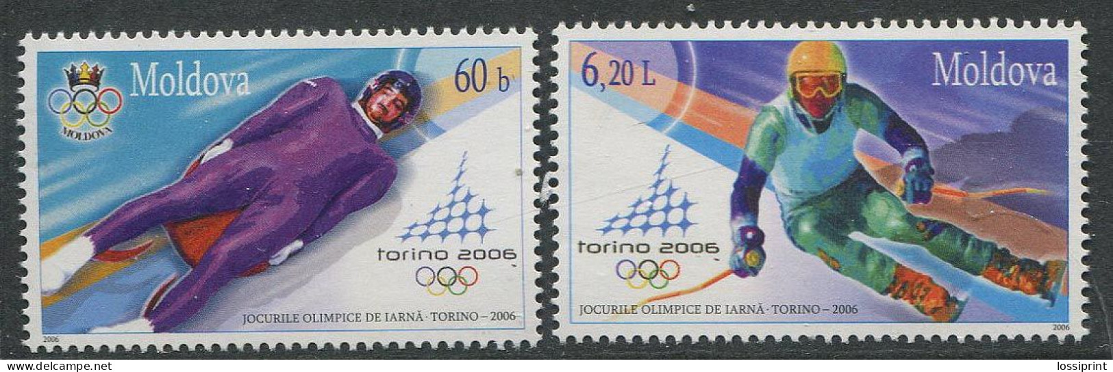 Moldova:Unused Stamps Serie Torino Olympic Games 2006, Skater, Slalom Skier, MNH - Winter 2006: Turin