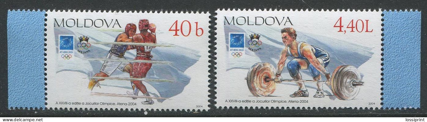 Moldova:Unused Stamps Serie Athens Olympic Games 2004, Boxing, Weight Lifting, MNH - Hiver 2006: Torino