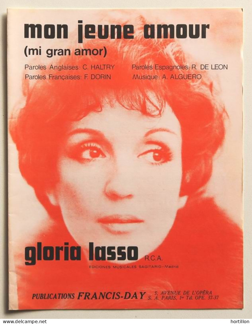 Partition Vintage Sheet Music GLORIA LASSO : Mon Jeune Amour * 70's Dorin - Chansonniers