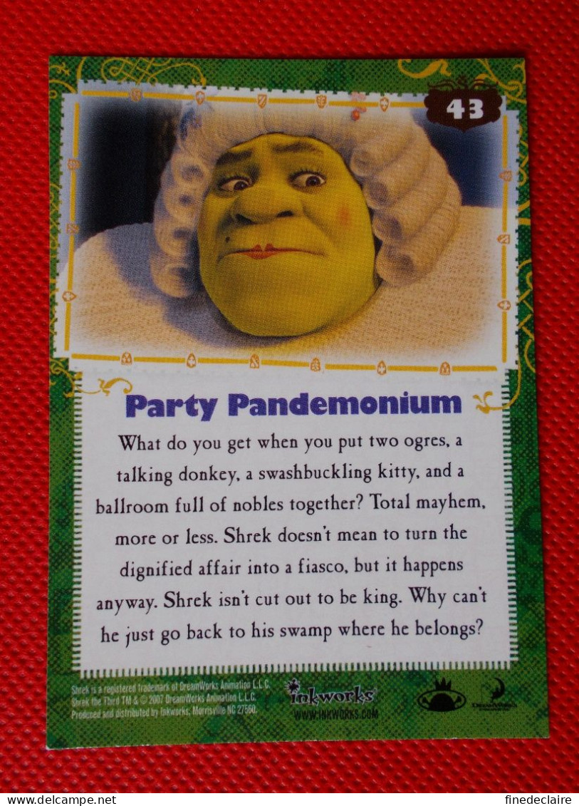 Premium Trading Cards / Carte Rigide - 6,4 X 8,9 Cm - Shrek The Third - 2007 - Story Cards N°43 - Party Pandemonium - Other & Unclassified