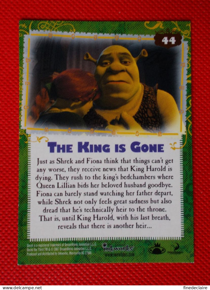 Premium Trading Cards / Carte Rigide - 6,4 X 8,9 Cm - Shrek The Third - 2007 - Story Cards N°44 - The King Is Gone - Otros & Sin Clasificación