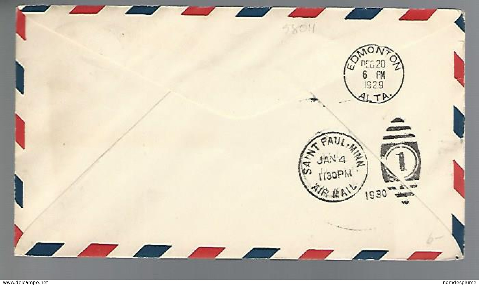 58011)  Canada Air Mail Fort Providence  Postmark Cancel Duplex 1929 1930 - Luftpost