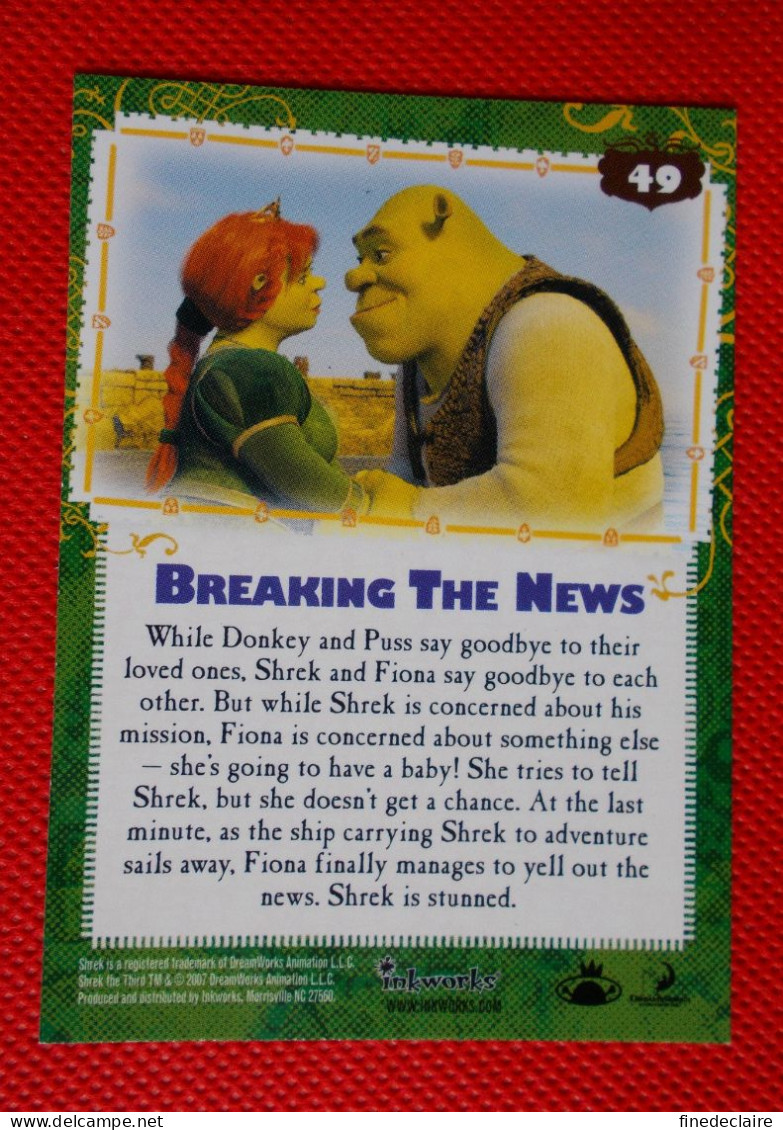 Premium Trading Cards / Carte Rigide - 6,4 X 8,9 Cm - Shrek The Third - 2007 - Story Cards N°49 - Breaking The News - Sonstige & Ohne Zuordnung