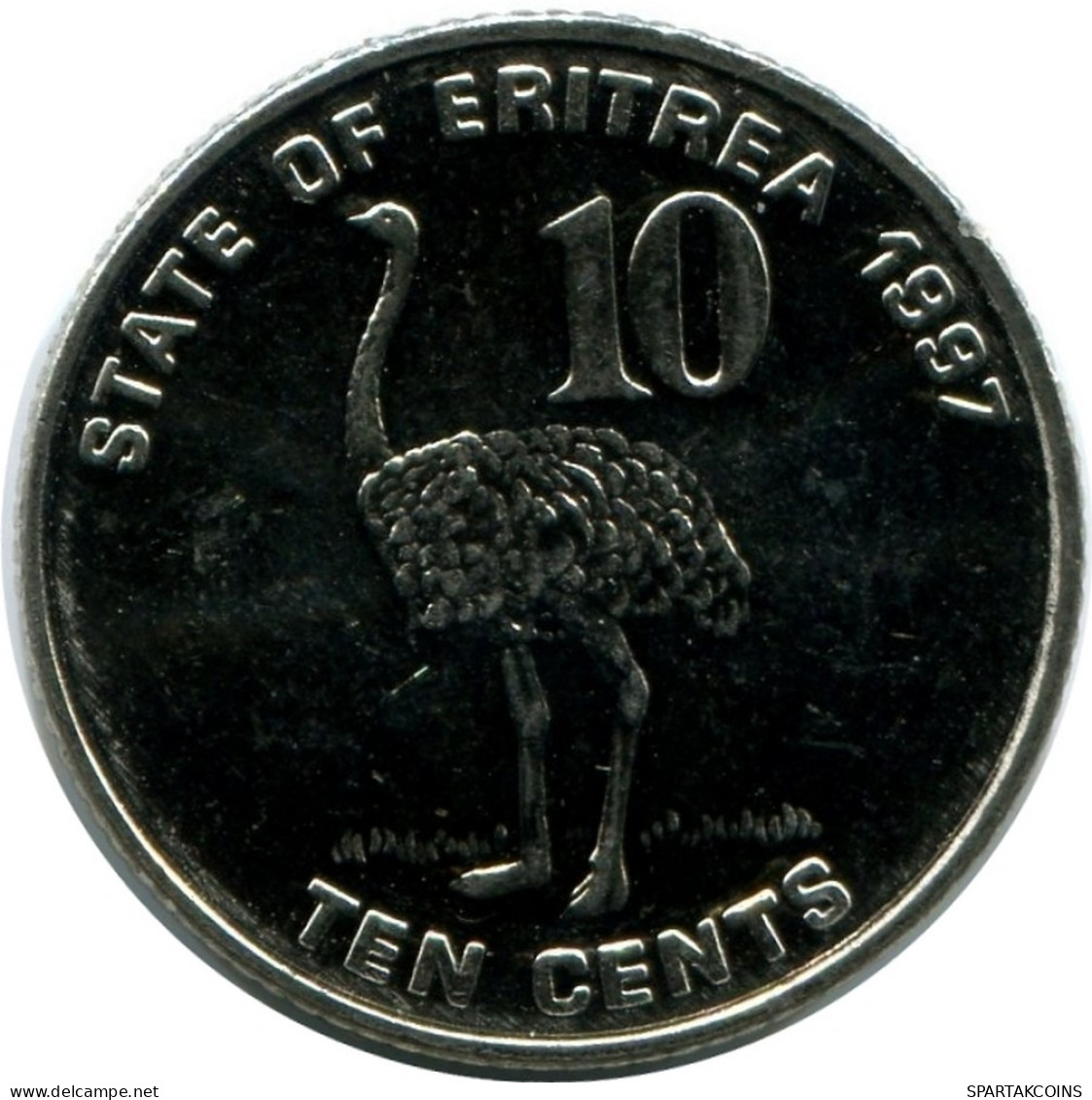 10 CENTS 1997 ÉRYTHRÉE ERITREA UNC Bird Ostrich Pièce #M10301.F - Erythrée