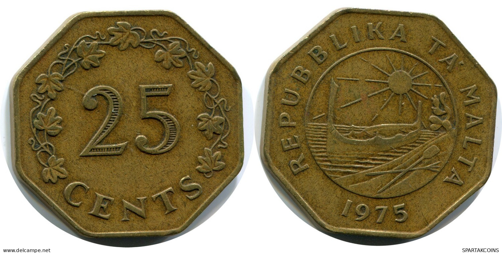 25 CENTS 1975 MALTE MALTA Pièce #AZ312.F - Malte