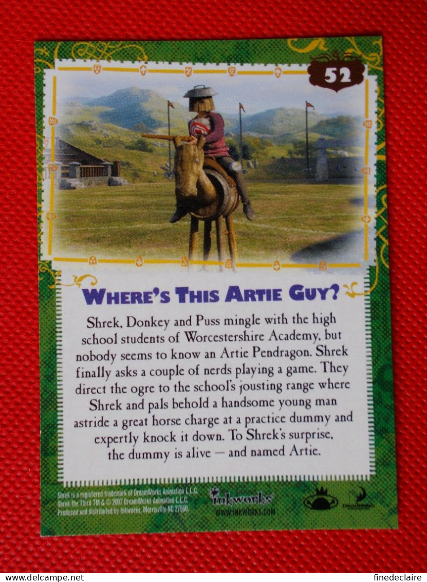 Premium Trading Cards / Carte Rigide - 6,4 X 8,9 Cm - Shrek The Third - 2007 - Story Cards N°52 - Where's This Artie Guy - Other & Unclassified