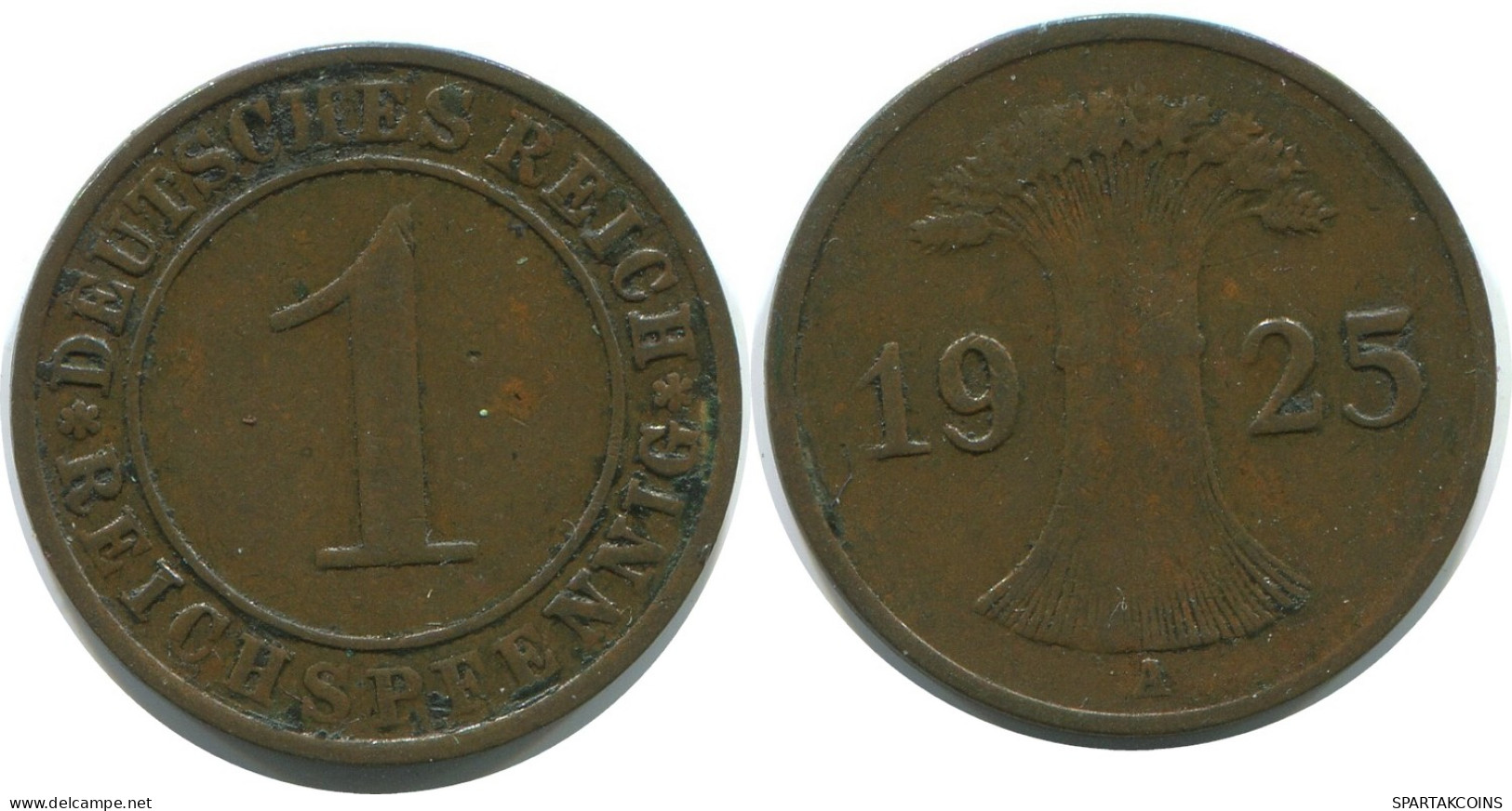 1 REICHSPFENNIG 1925 A ALLEMAGNE Pièce GERMANY #AE227.F - 1 Renten- & 1 Reichspfennig