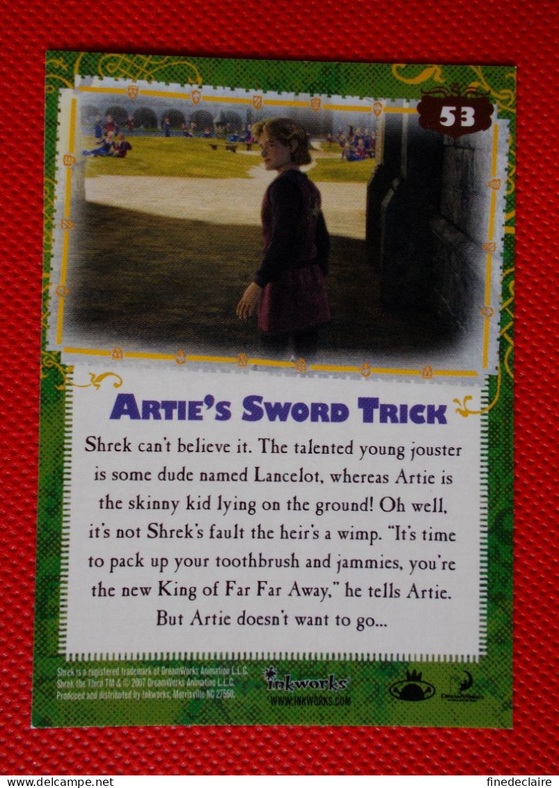 Premium Trading Cards / Carte Rigide - 6,4 X 8,9 Cm - Shrek The Third - 2007 - Story Cards N°53 - Artie's Sword Trick - Altri & Non Classificati