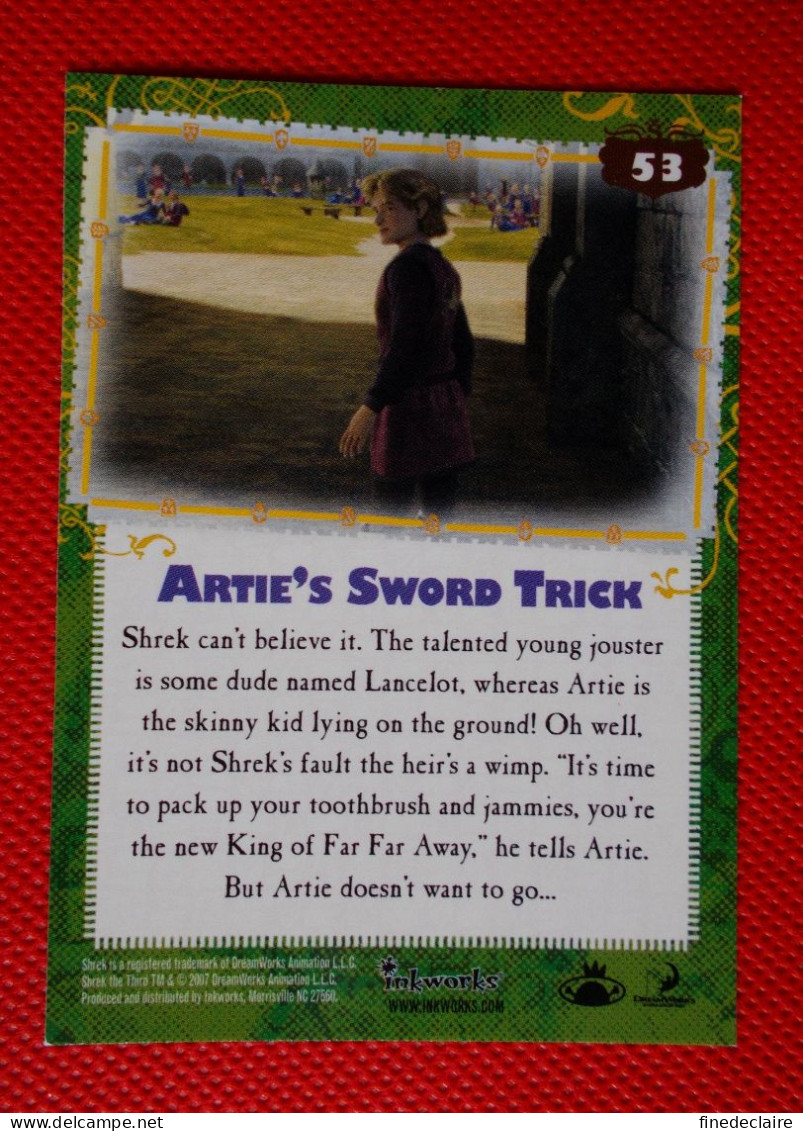 Premium Trading Cards / Carte Rigide - 6,4 X 8,9 Cm - Shrek The Third - 2007 - Story Cards N°53 - Artie's Sword Trick - Other & Unclassified