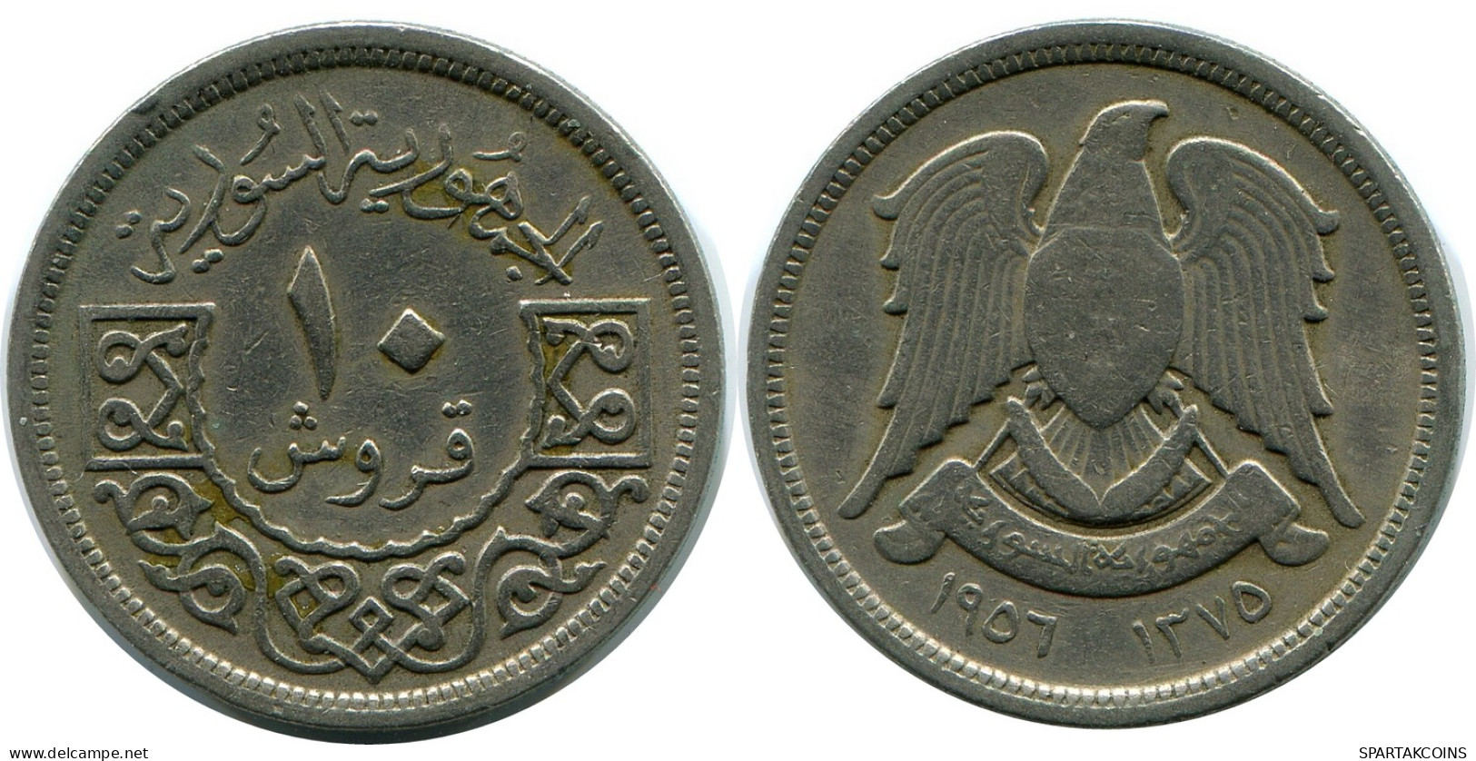 10 QIRSH / PIASTRES 1956 SYRIA Islamic Coin #AP556.U - Syria