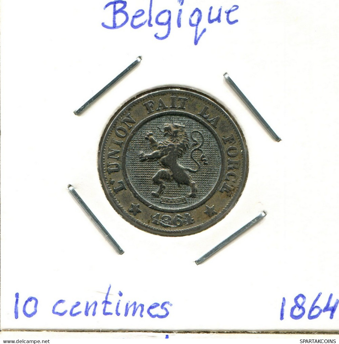 10 CENTIMES 1864 FRENCH Text BELGIUM Coin #BA270.U - 10 Cent
