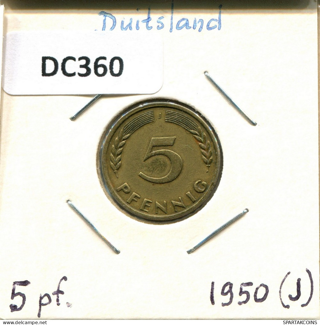 5 PFENNIG 1950 J BRD DEUTSCHLAND Münze GERMANY #DC360.D - 5 Pfennig