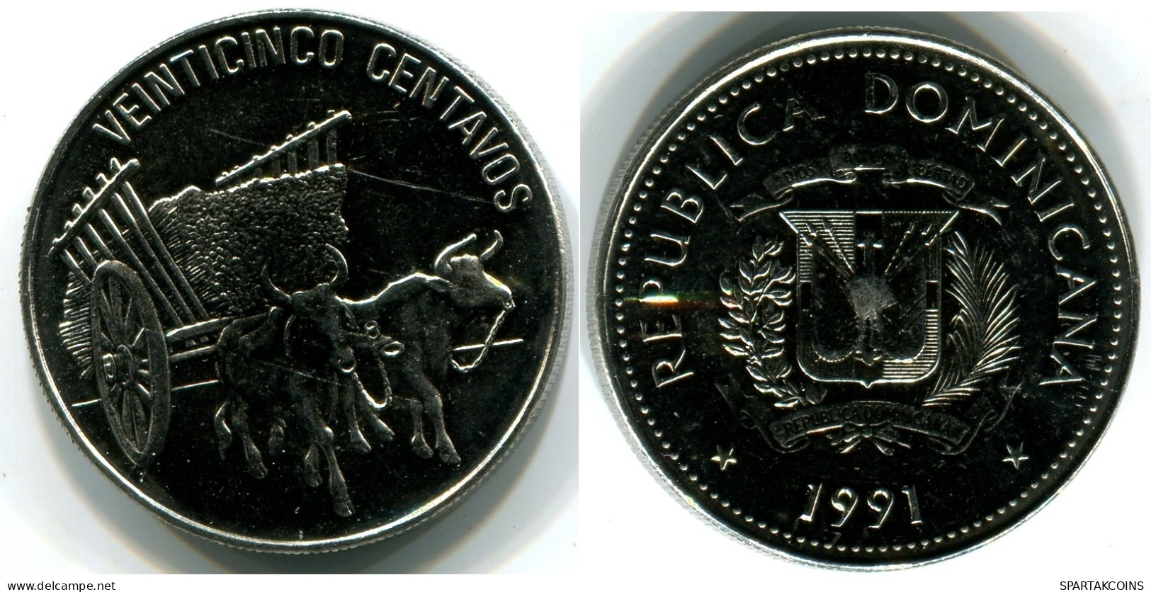 25 CENTAVOS 1991 REPUBLICA DOMINICANA UNC Münze #W10809.D - Dominicana