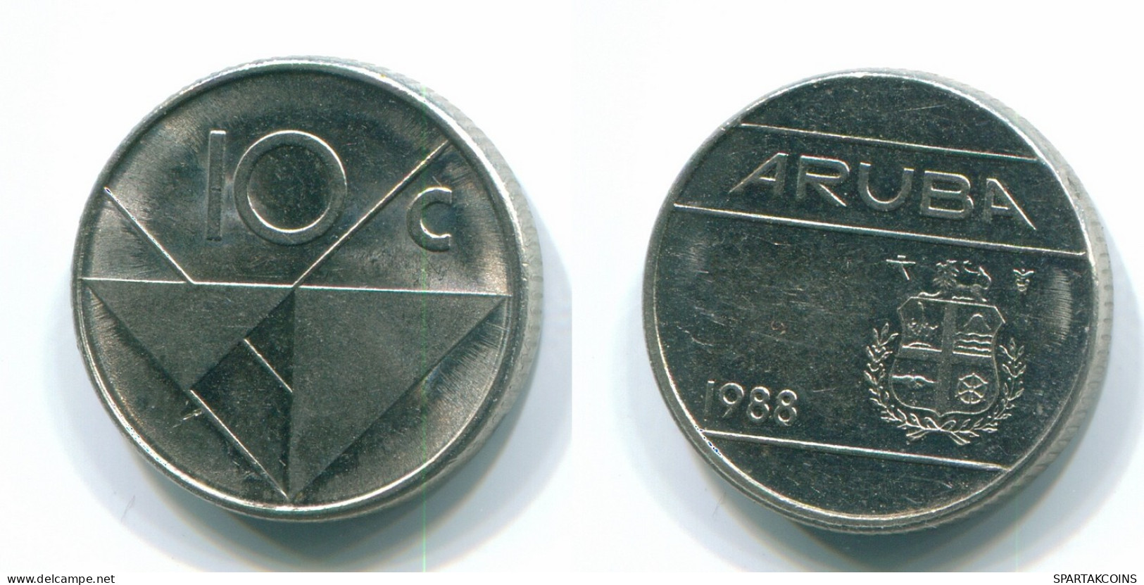 10 CENTS 1988 ARUBA (NEERLANDÉS NETHERLANDS) Nickel Colonial Moneda #S13625.E - Aruba