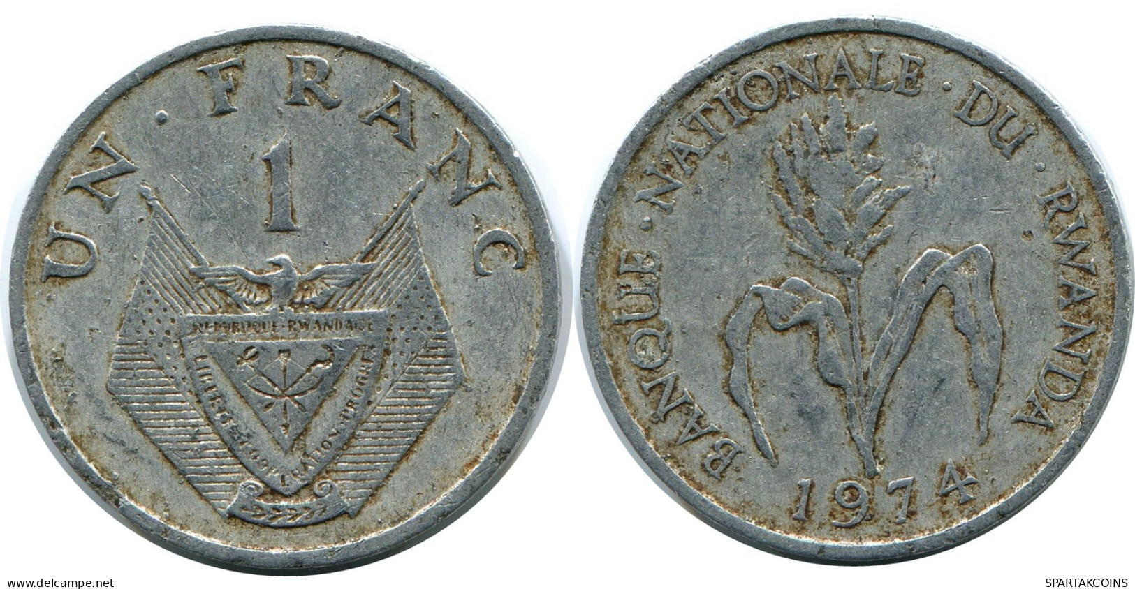 1 FRANC 1974 RWANDA (RUANDA) Moneda #AP920.E - Rwanda