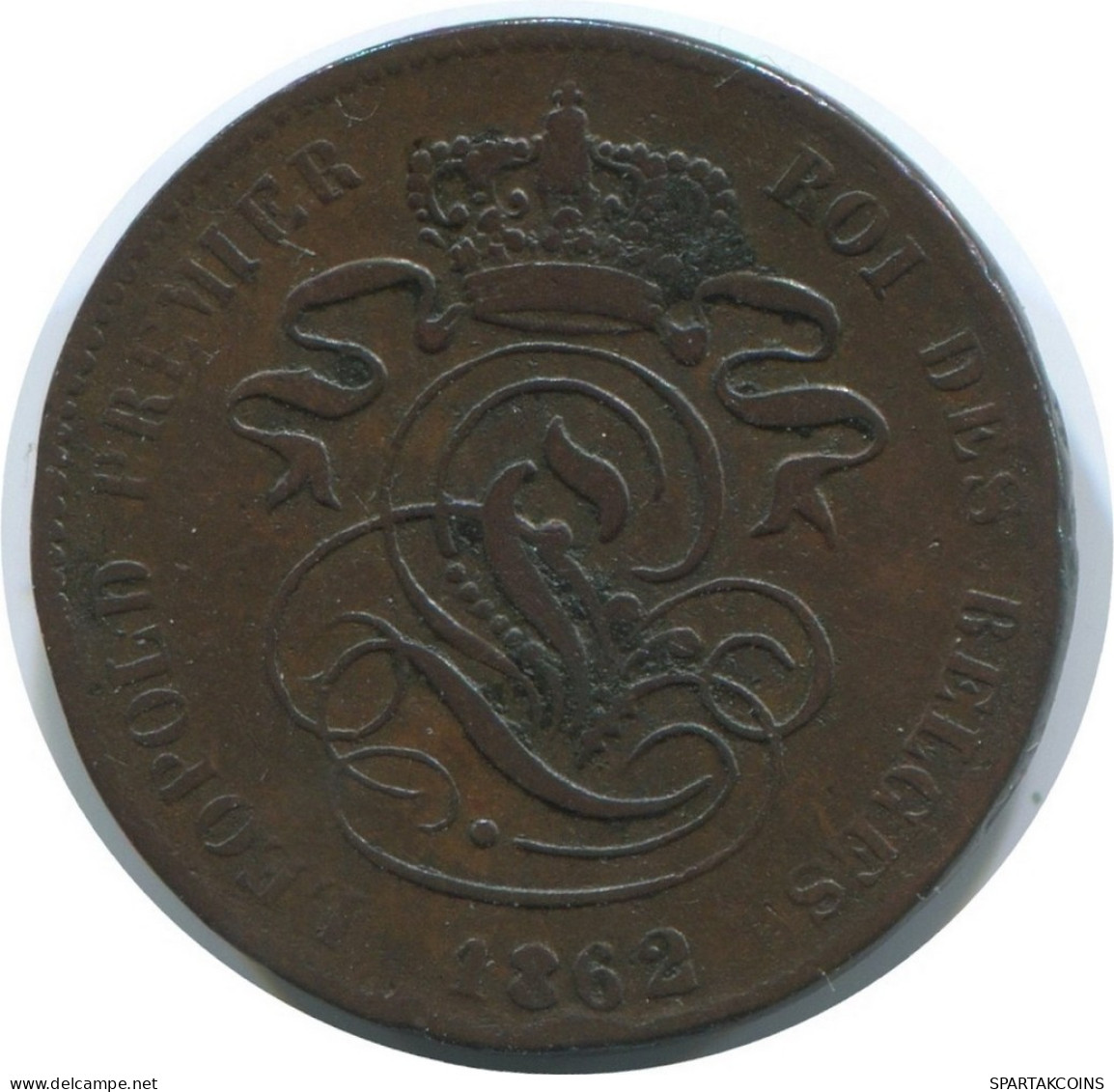 2 CENTIMES 1862 FRENCH Text BÉLGICA BELGIUM Moneda #AE746.16.E - 2 Cents