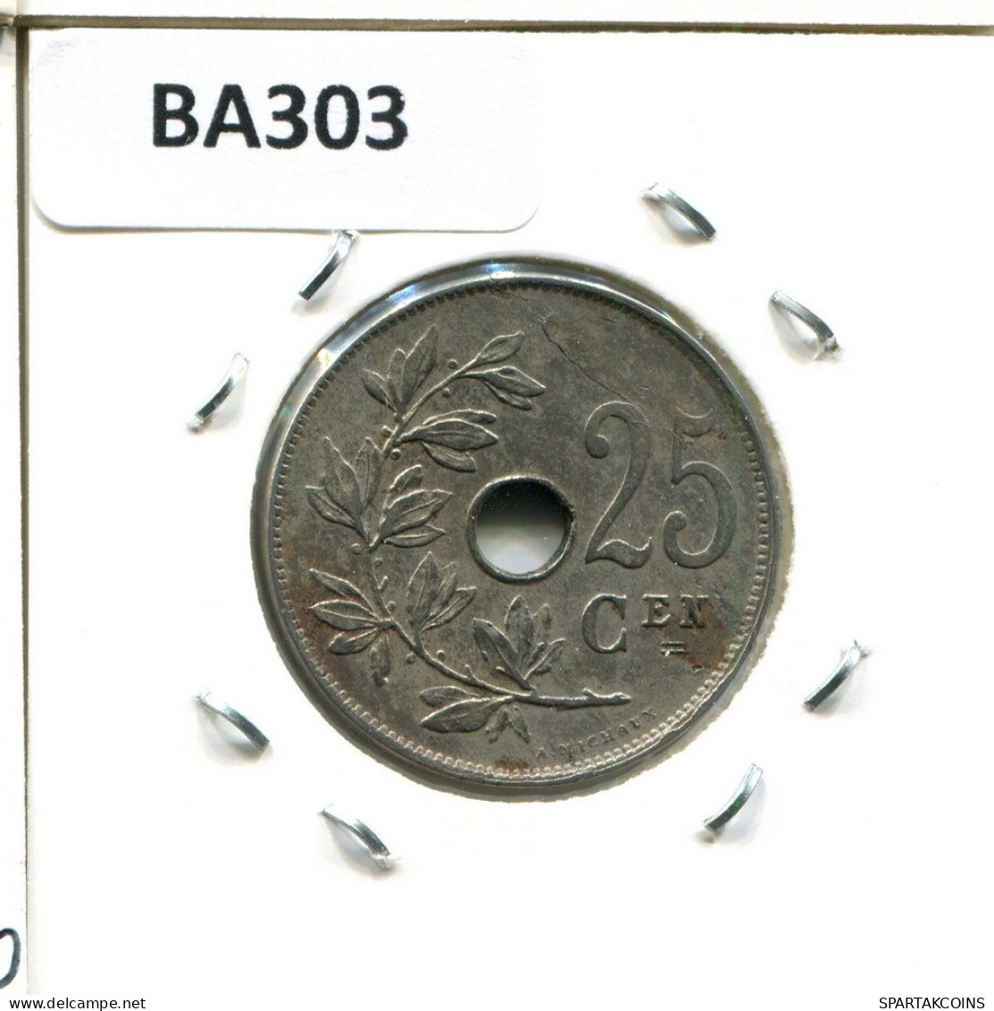 25 CENTIMES 1910 DUTCH Text BÉLGICA BELGIUM Moneda #BA303.E - 25 Cents