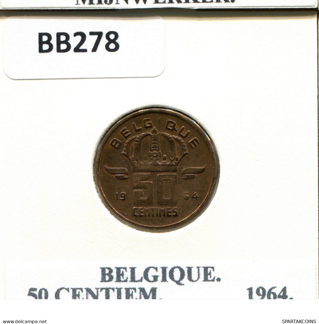 50 CENTIMES 1964 FRENCH Text BÉLGICA BELGIUM Moneda #BB278.E - 50 Centimes