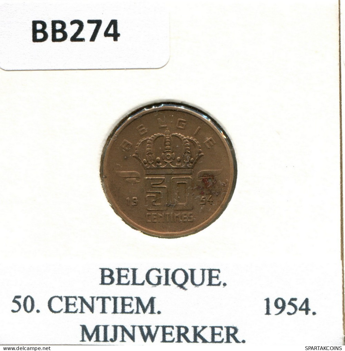 50 CENTIMES 1954 FRENCH Text BÉLGICA BELGIUM Moneda #BB274.E - 50 Centimes