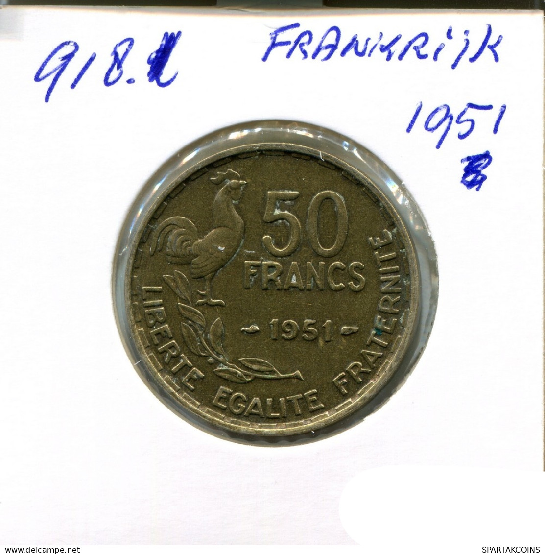 50 FRANCS 1951 FRANCIA FRANCE Moneda #AN472.E - 50 Francs