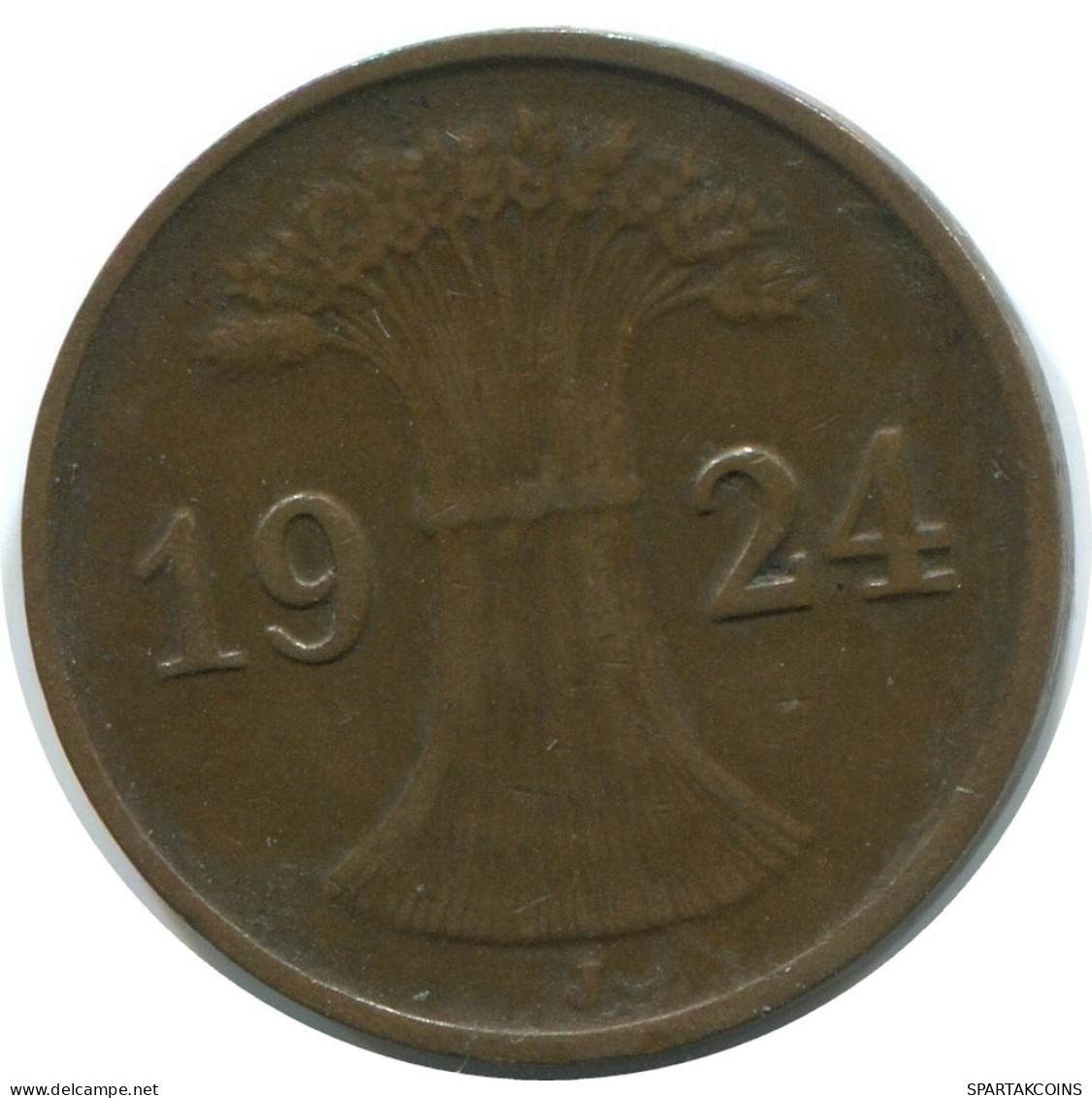 1 REICHSPFENNIG 1924 J ALEMANIA Moneda GERMANY #AE206.E - 1 Renten- & 1 Reichspfennig