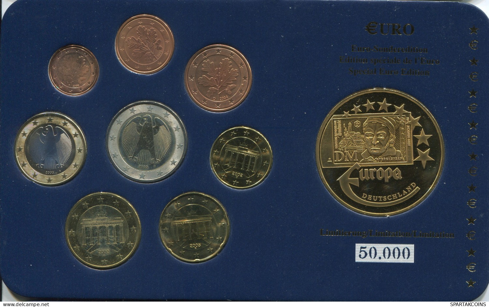 ALEMANIA GERMANY 2002-2005 EURO SET + MEDAL UNC #SET1240.16.E - Sonstige & Ohne Zuordnung