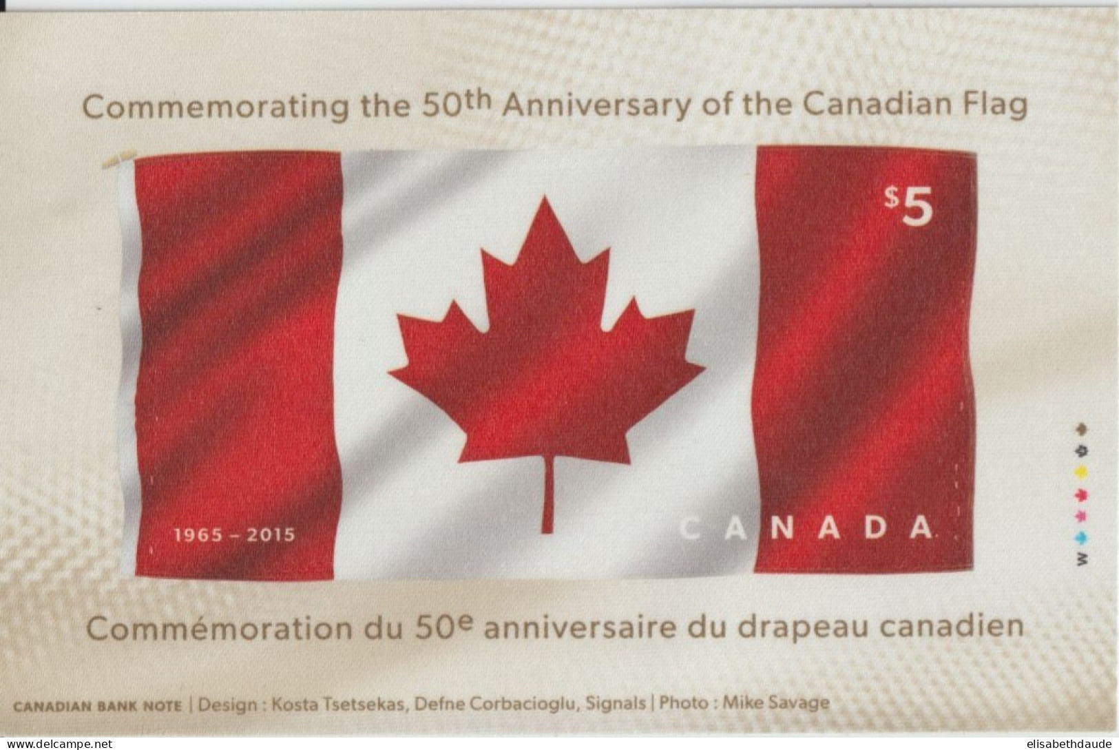 CANADA - 2015 - TIMBRE TEXTILE ! DRAPEAU / FLAG ** MNH - Nuevos