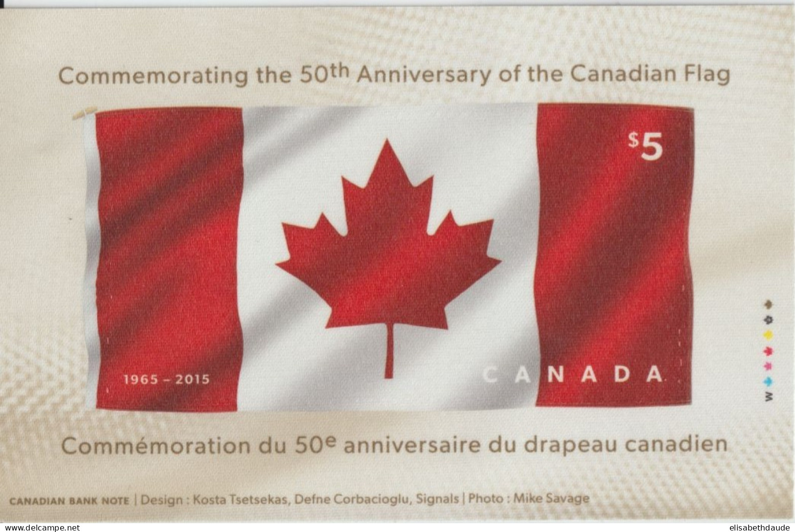 CANADA - 2015 - TIMBRE TEXTILE ! DRAPEAU / FLAG ** MNH - Nuovi