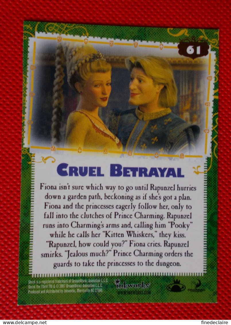 Premium Trading Cards / Carte Rigide - 6,4 X 8,9 Cm - Shrek The Third - 2007 - Story Cards N°61 - Cruel Betrayal - Other & Unclassified