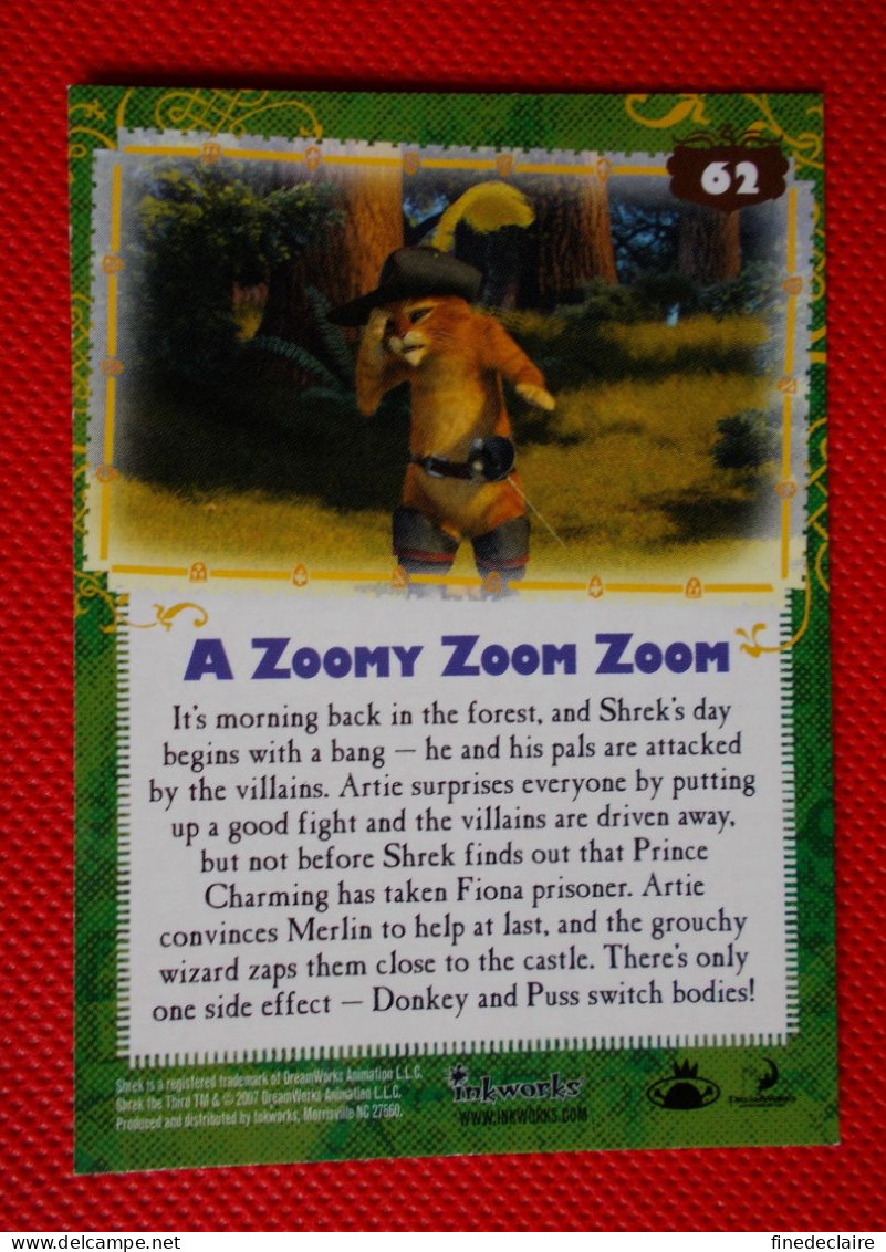 Premium Trading Cards / Carte Rigide - 6,4 X 8,9 Cm - Shrek The Third - 2007 - Story Cards N°62 - A Zoomy Zoom Zoom - Other & Unclassified