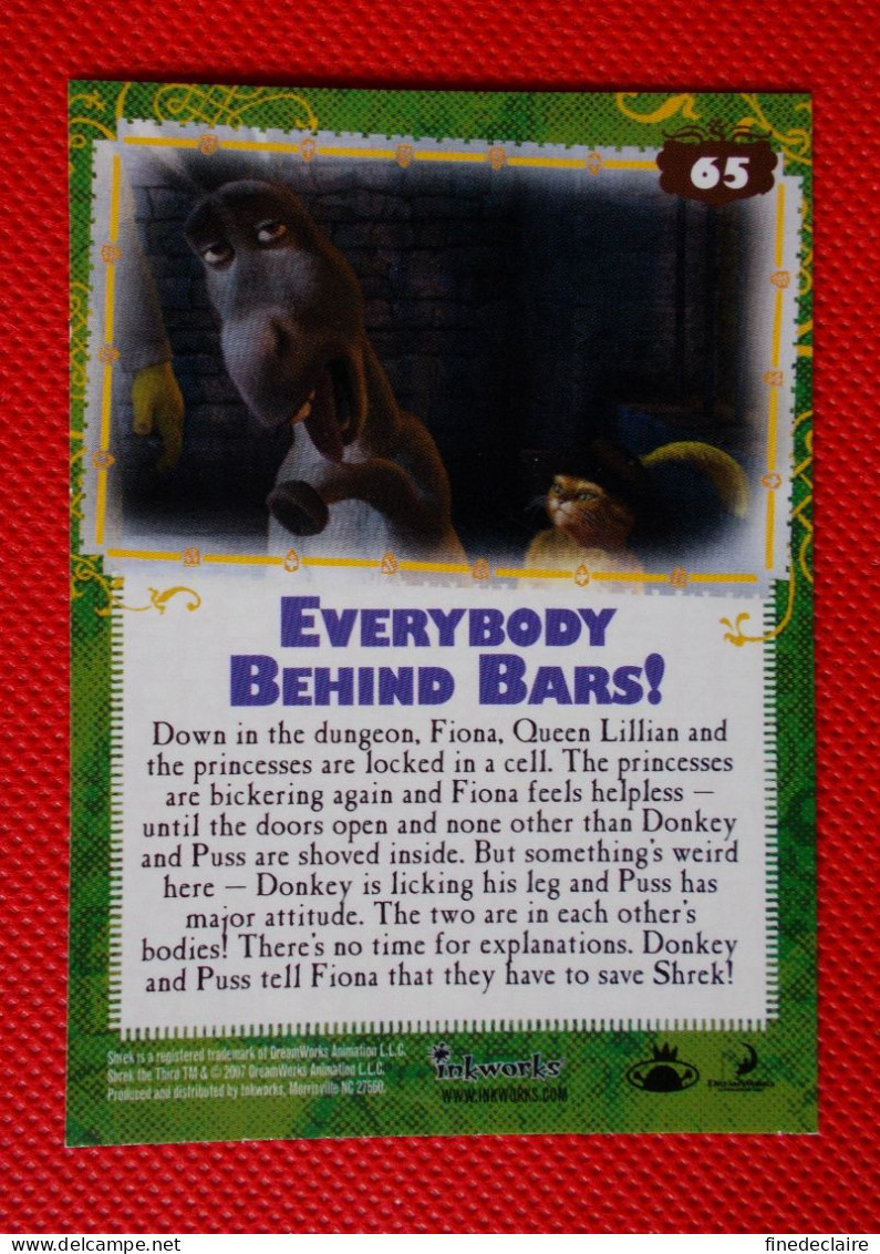 Premium Trading Cards / Carte Rigide - 6,4 X 8,9 Cm - Shrek The Third - 2007 - Story Cards N°65 - Everybody Behind Bars - Other & Unclassified