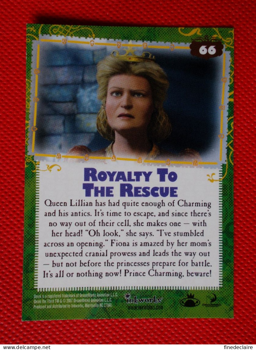 Premium Trading Cards / Carte Rigide - 6,4 X 8,9 Cm - Shrek The Third - 2007 - Story Cards N°66 - Royalty To The Rescue - Altri & Non Classificati