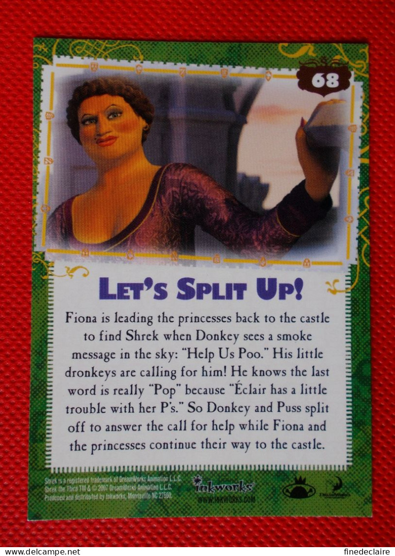 Premium Trading Cards / Carte Rigide - 6,4 X 8,9 Cm - Shrek The Third - 2007 - Story Cards N°68 - Let's Split Up! - Other & Unclassified