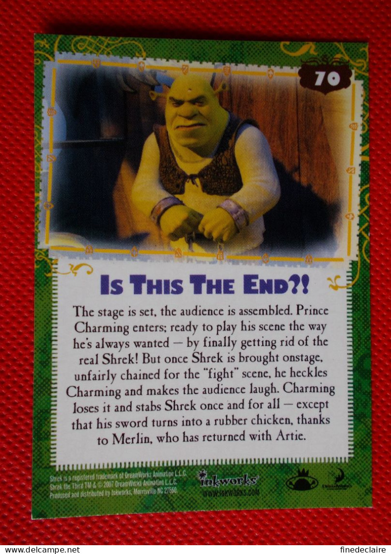 Premium Trading Cards / Carte Rigide - 6,4 X 8,9 Cm - Shrek The Third - 2007 - Story Cards N°70 - Is This The End? - Other & Unclassified