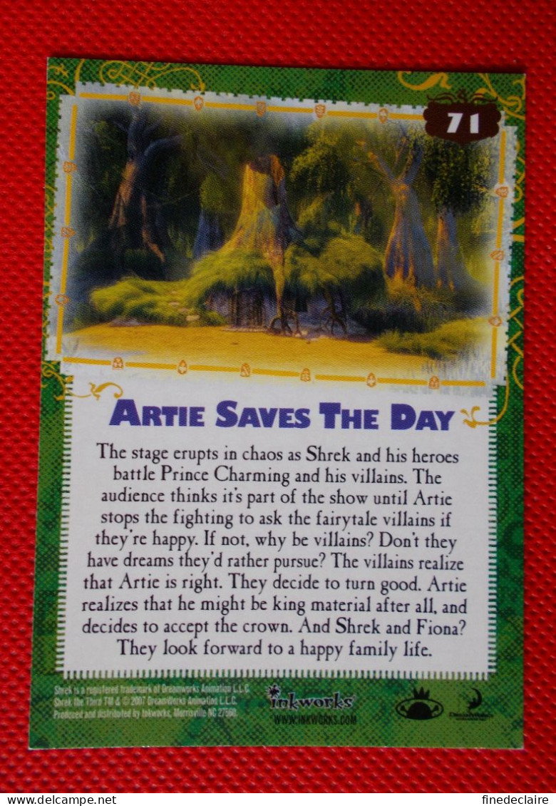 Premium Trading Cards / Carte Rigide - 6,4 X 8,9 Cm - Shrek The Third - 2007 - Story Cards N°71 - Artie Saves The Day - Altri & Non Classificati