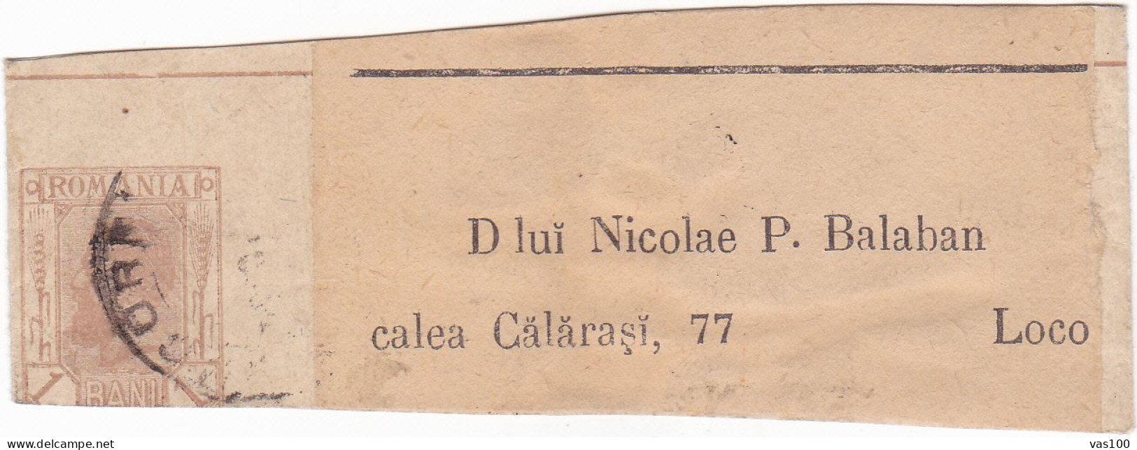ROMANIA ROMÂNIA POSTAL STATIONERY,BAND NEWSPAPER WRAPPER 1900! - Lettres & Documents