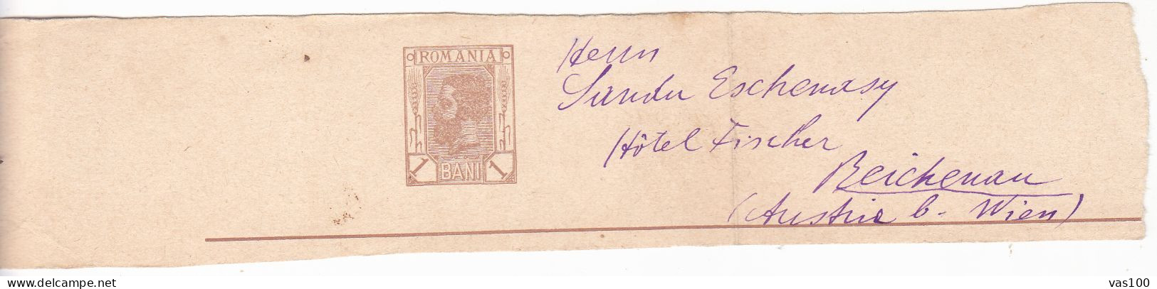 ROMANIA ROMÂNIA POSTAL STATIONERY,BAND NEWSPAPER WRAPPER 1900! - Brieven En Documenten