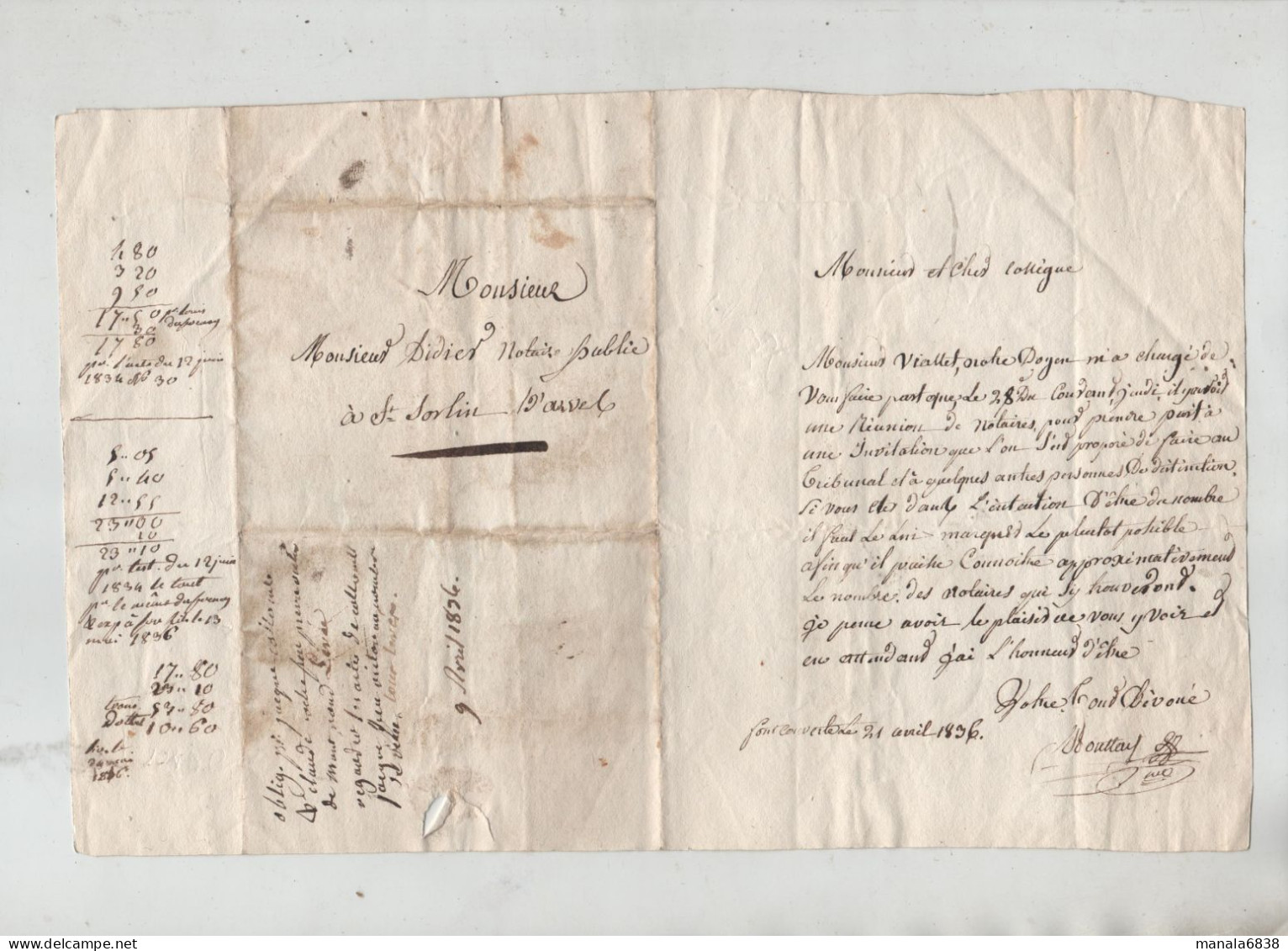 Réunion De Notaires Fontcouverte 1836 Didier Saint Sorlin D'Arves - Manuscripts