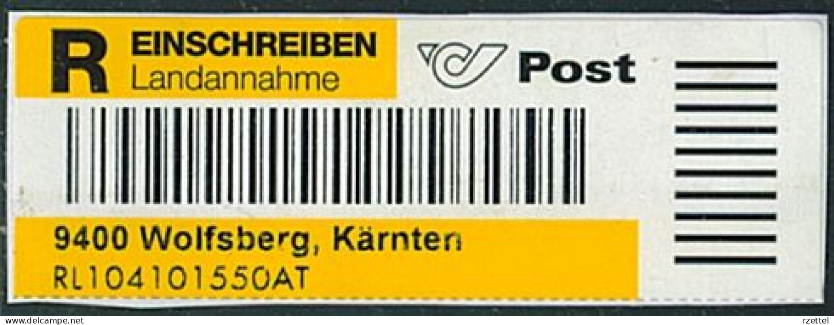 Wolfsberg, Kärnten, Reko-Zettel Landannahme, Einschreiben,  11AT  (rz) - Brieven En Documenten