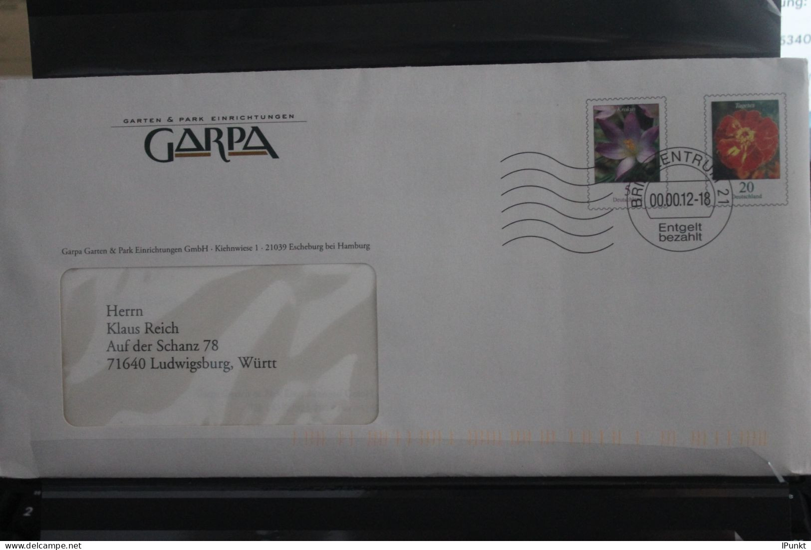 Deutschland 2012; Garpa, Ungeöffnet, 5, 20 Pf. Blumenserie - Enveloppes Privées - Oblitérées