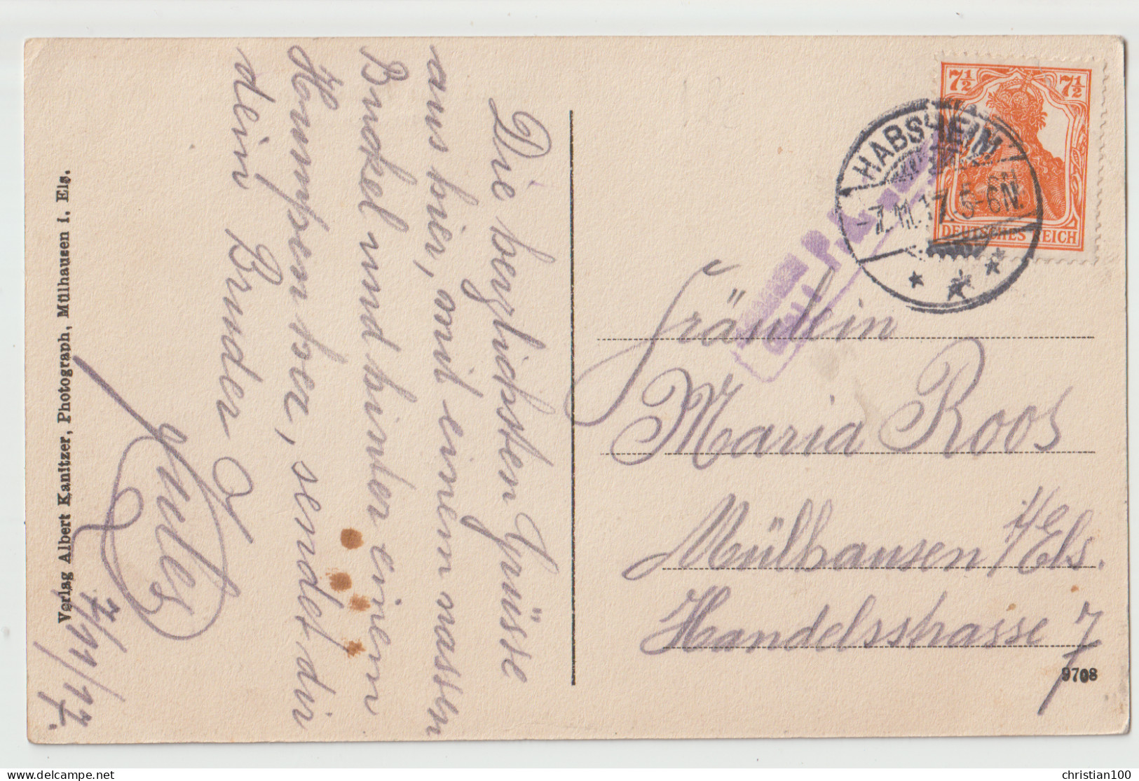 GRUSS AUS HABSHEIM ( 68 ) : HAUPTSTRASSE - ECRITE EN 1917 - 2 SCANS - Habsheim