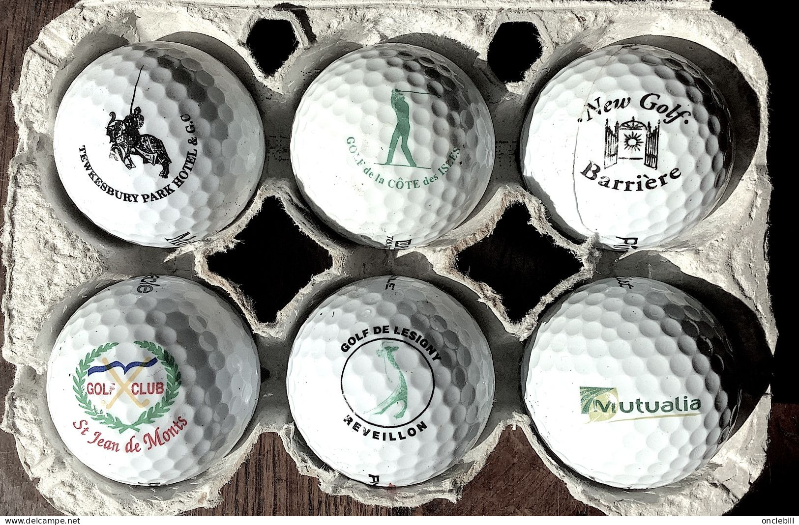 lot 63 balles golf avec logos clubs publicitaires compétitions très bon état