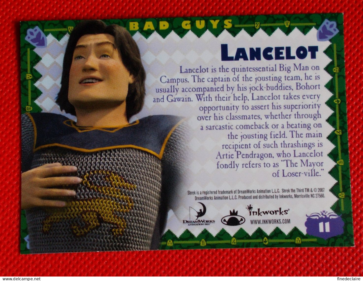 Premium Trading Cards / Carte Rigide - 6,4 X 8,9 Cm - Shrek The Third 2007 - Bad Guys - N°11 Lancelot - Sonstige & Ohne Zuordnung