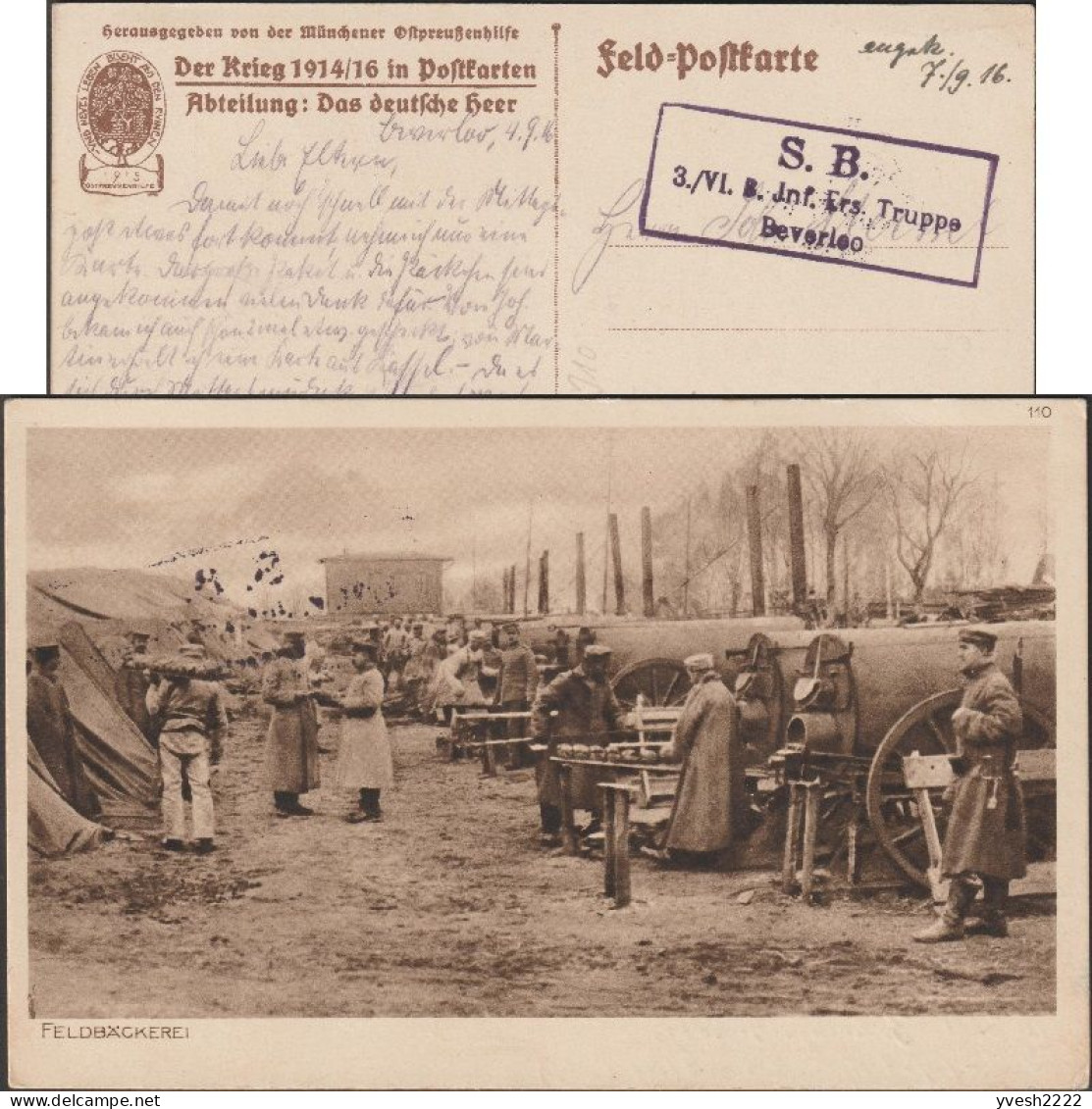 Allemagne / Belgique 1916. Carte De Franchise Militaire. Boulangerie De Campagne, Fours Mobiles, Pain. Camp De Beverloo - Alimentation