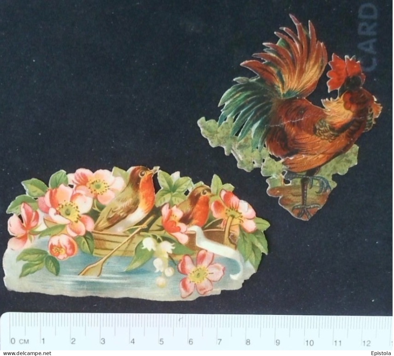 ► Lot   Rouge-gorge & Coq  -  Decoupis époque Victorienne XIXe "Victorian Die-cuts" - Animals