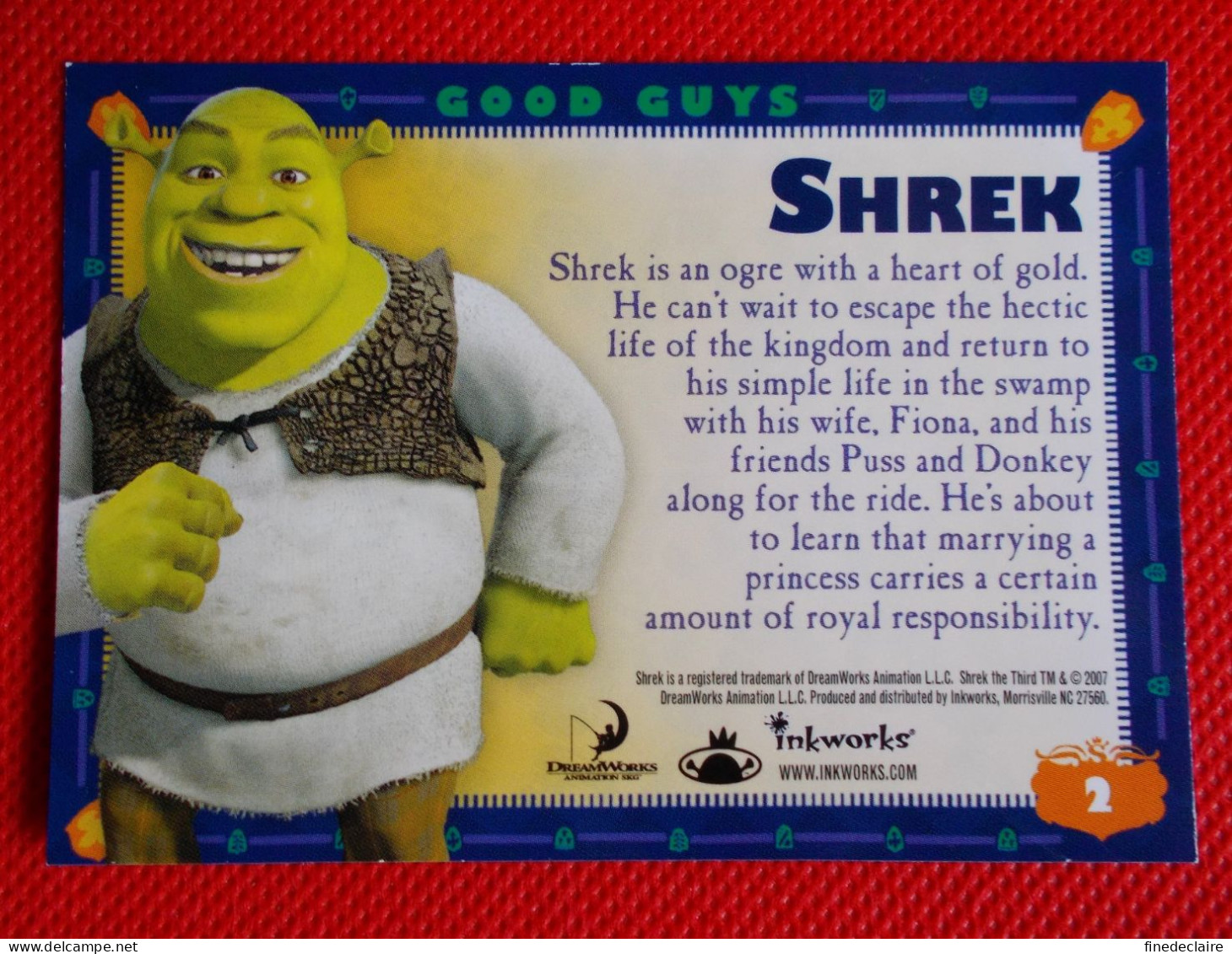 Premium Trading Cards / Carte Rigide - 6,4 X 8,9 Cm - Shrek The Third 2007 - Good Guys - N°2 Shrek - Autres & Non Classés