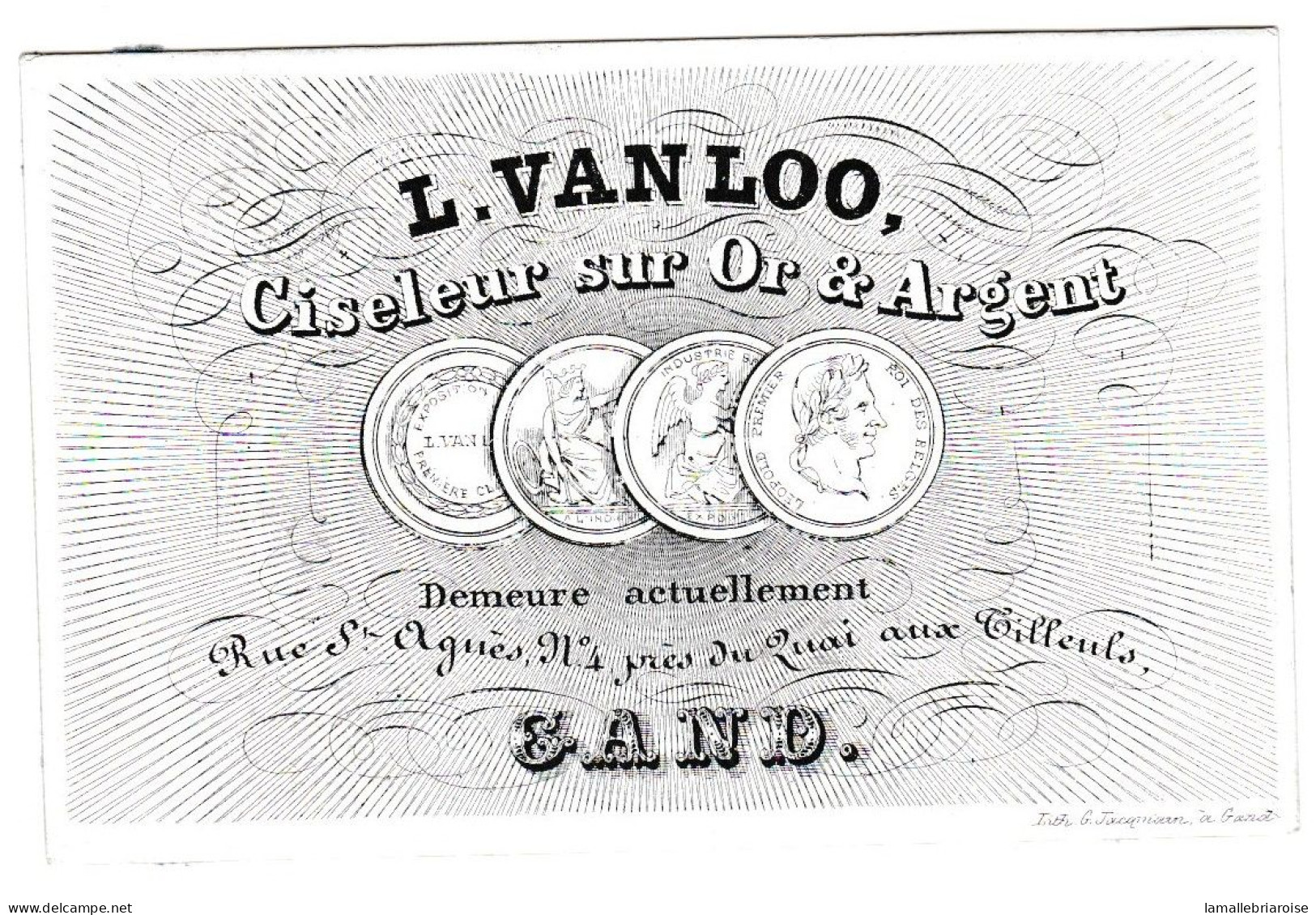 Belgique, "Carte Porcelaine" Porseleinkaart,L. Vanloo, Ciseleur Sur Or & Argent à Gand, Dim: 92x60 Mm - Porzellan