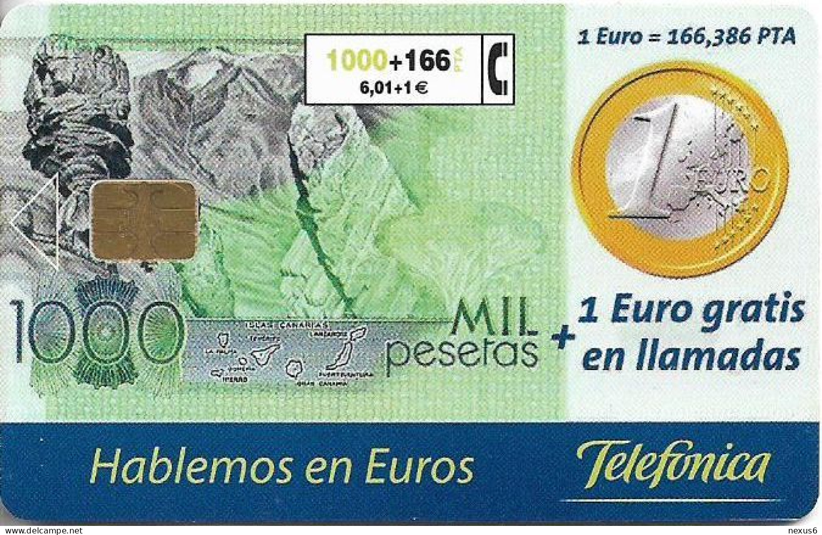 Spain - Telefonica - Hablemos En Euros - CP-170 - 11.1999, 1000PTA, 92.000ex, Used - Commemorative Advertisment