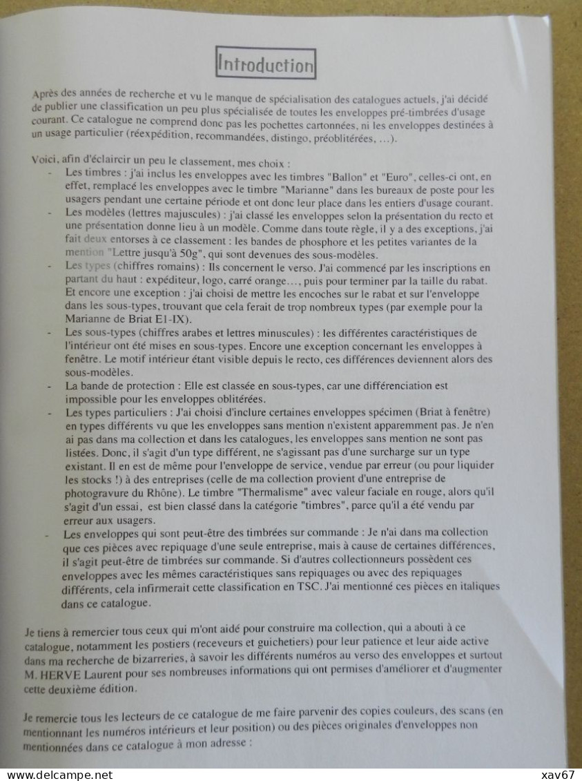 Catalogue Spécialisé Des Enveloppes "Prêt-à-poster" D'usage Courant - Dizionari Filatelici